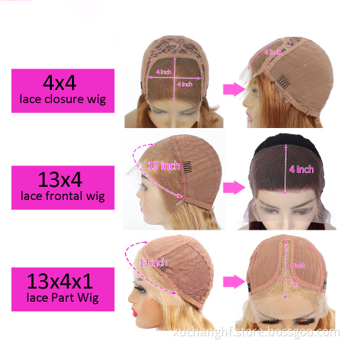 Unprocessed Raw Vietnamese Human Hair HD Lace Front Wig Bleached Knots Honey Blonde Virgin Cuticle Aligned Hair Ombre Color Wig